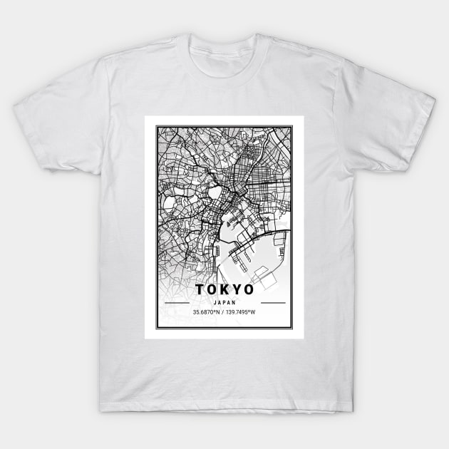 Tokyo Light City Map T-Shirt by tienstencil